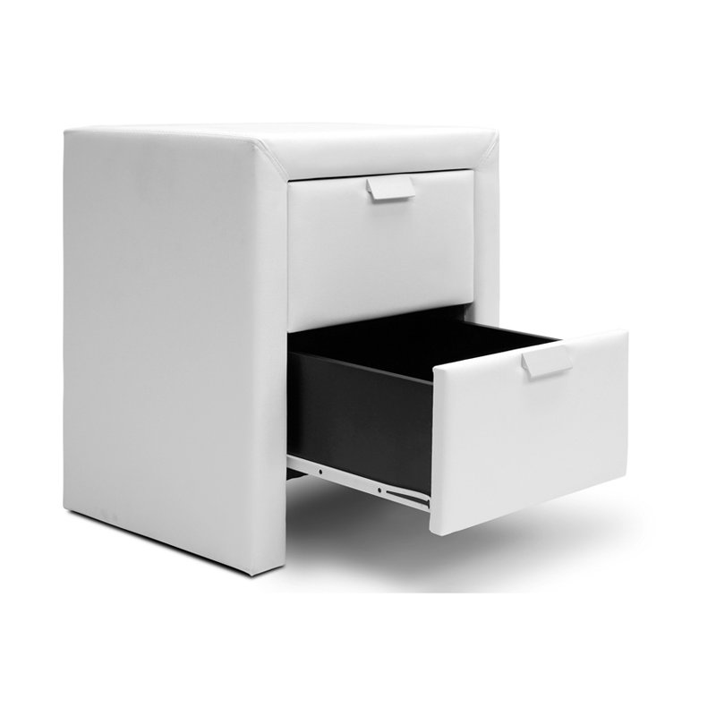 Table de chevet 2 tiroirs Alverez, Blanc