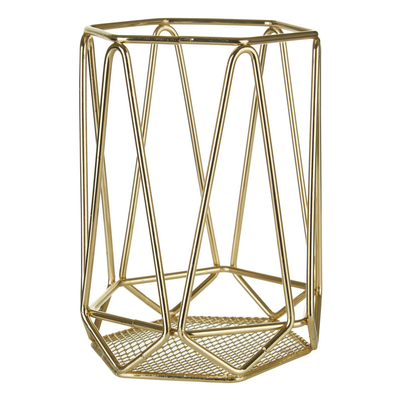 Metal Utensil Crock, Gold