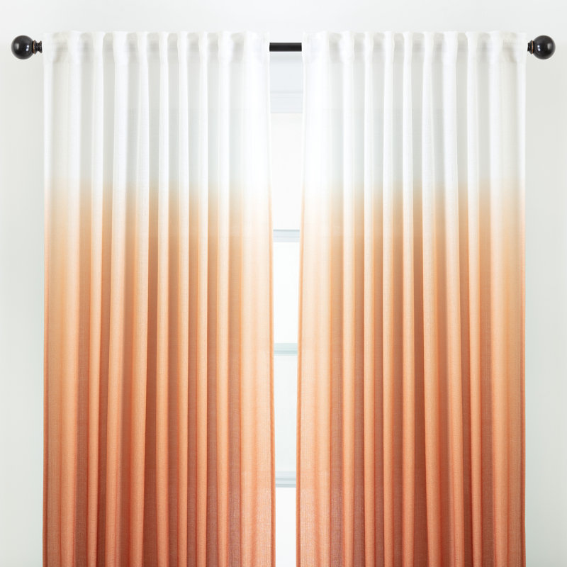 Rideaux semi-transparents avec passe-tringle Carolie, L 52 po x L 63 po, Orange brûlé