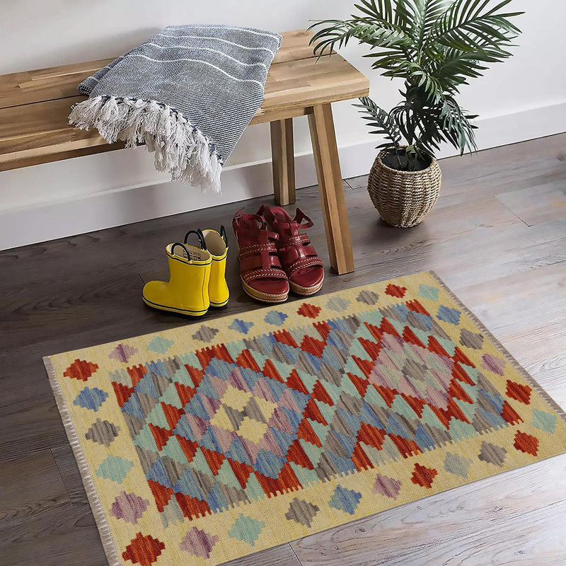 Tapis unique nouvel âge 1 pi 11 po x 2 pi 10 po en or / bleu / gris