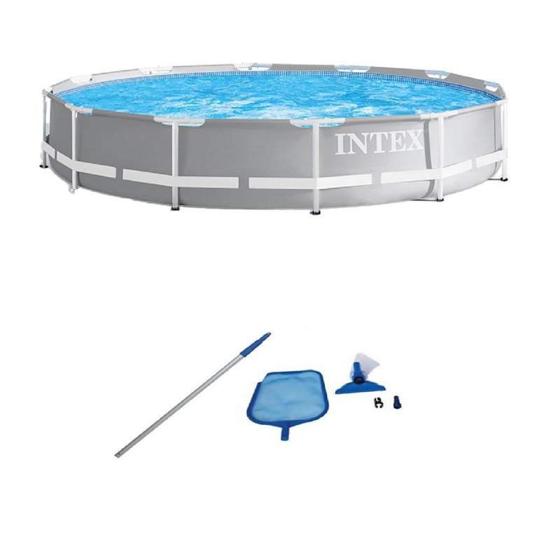 Steel Round Frame Set Pool 30'' H x 144'' W x 144'' L , with Pump Included