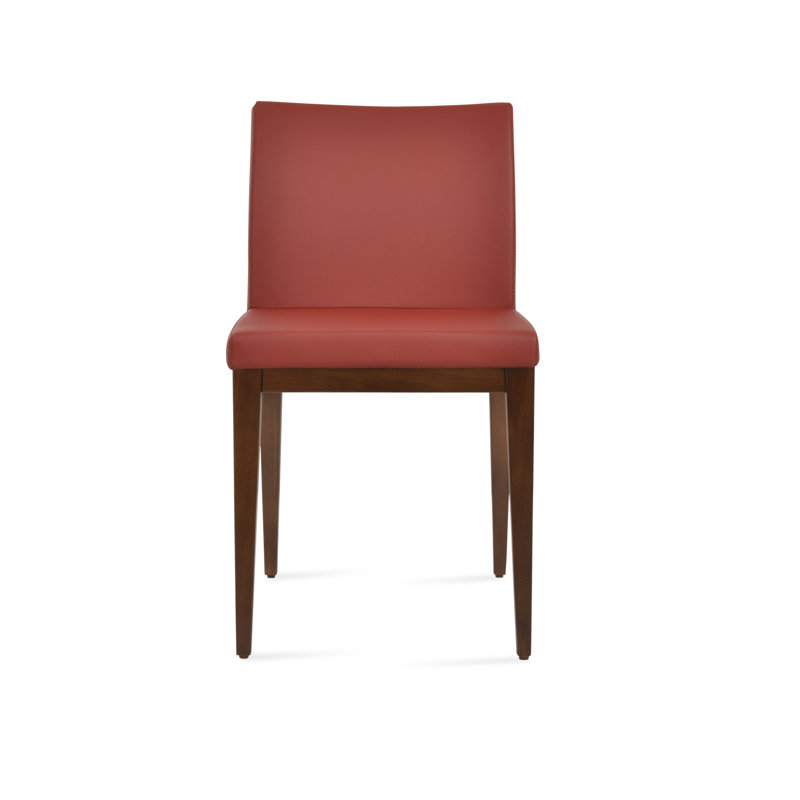 ARIA en cuir rembourré chaise, PPM Leatherette - Rouge, Noyer