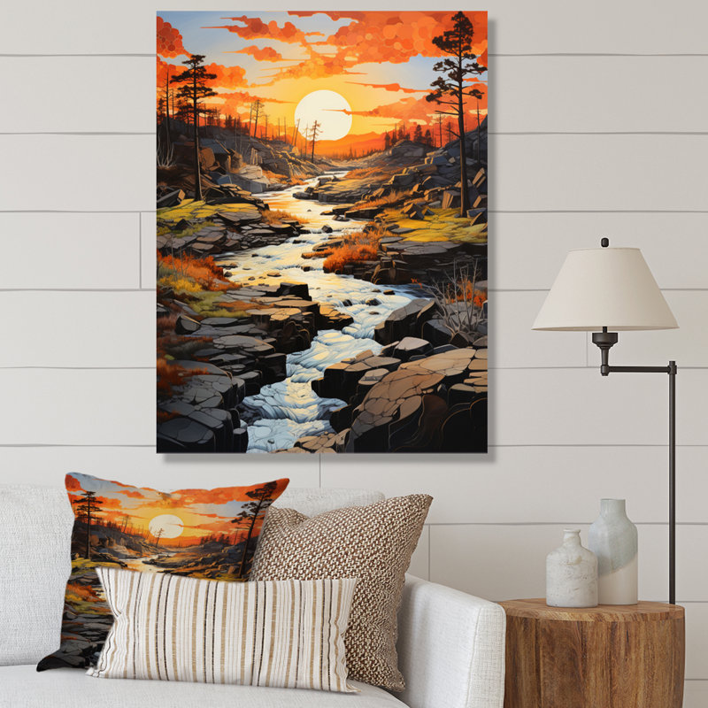 Gisbelle, pont orange de la confrérie - reproduction sur toile, H 32 po x l 24 po x P 1 po, Toile tendue