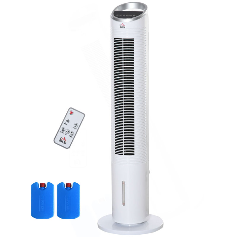 Refroidisseur d'air par évaporation 40 "avec réservoir d'eau, ventilateur de glace 3-en-1 avec humidificateur, refroidisseur de marais oscillant 52 ° pour bureau personnel, 3 modes, 3 vitesses, minuterie 8H, télécommande, blanc