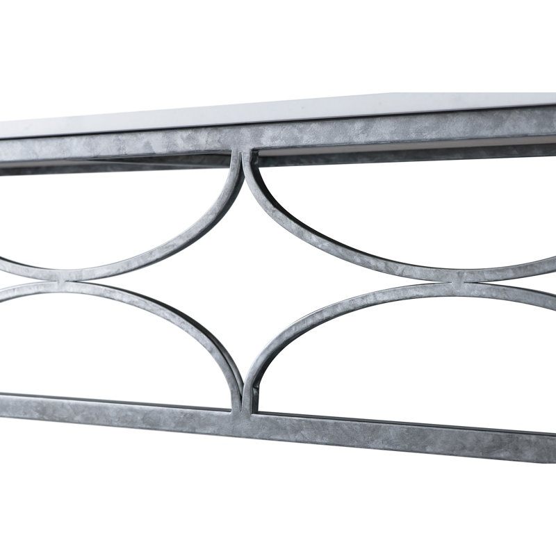Diamond Console Table, Carrera Marble, Royal Silver