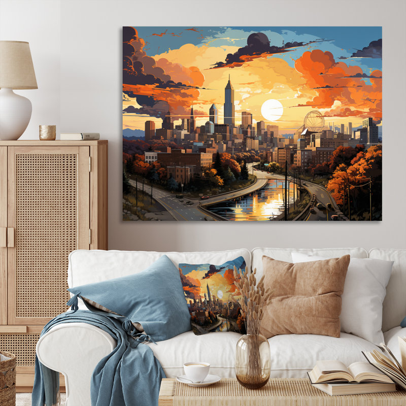Atlanta Popart Landscape III - impression, H 34 po x l 44 po x P 1,5 po, Toile tendue