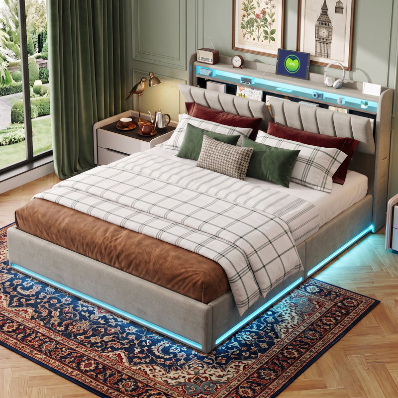 Ottoman Bed, Kingsize (5'), Grey