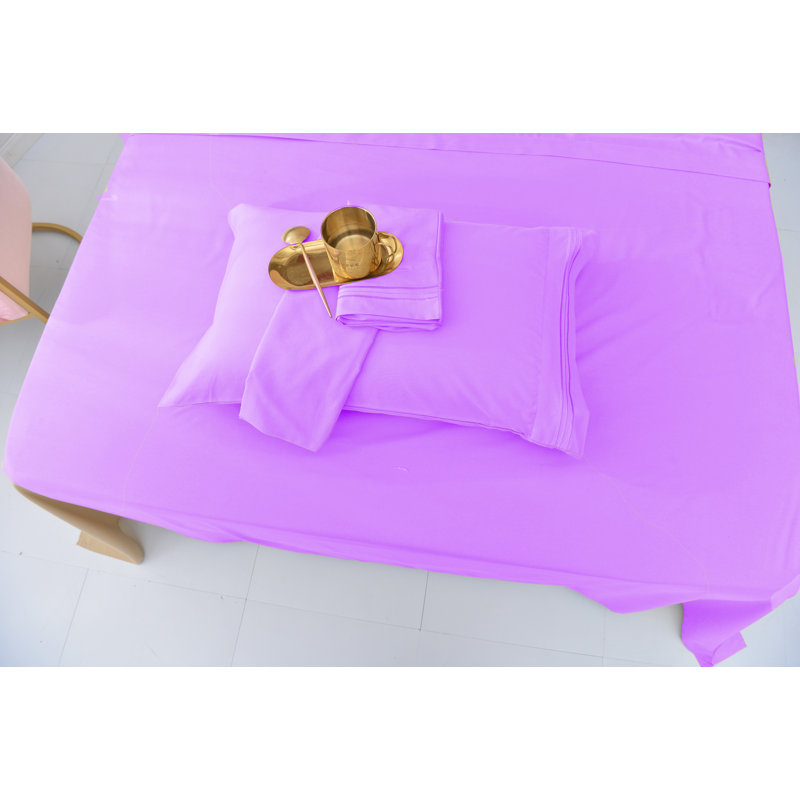  Ensemble de draps 1800 fils en rayonne de bambou, Lavande, Grand