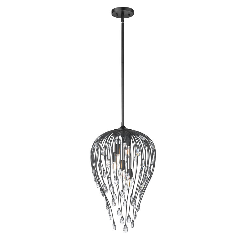 Luminaire suspendu noir mat 5 lumières Gabriella, Noir mat