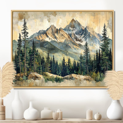 Gradus Mountain Treescape Mountain Layers I - Mountains Framed Canvas Print Wall Art