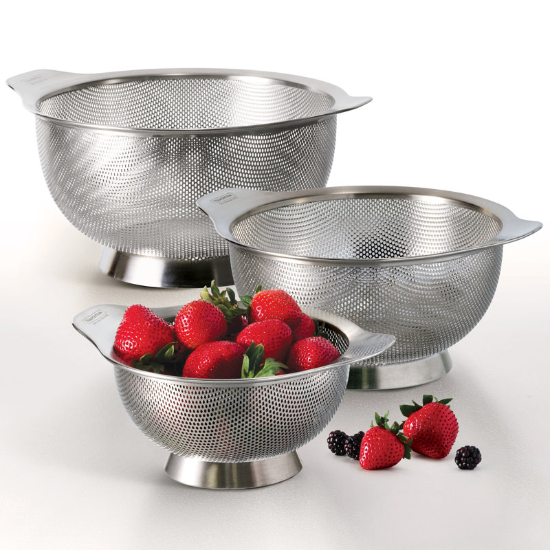 Tramontina 3-Piece Stainless Steel Micro-Perforated Colander Set