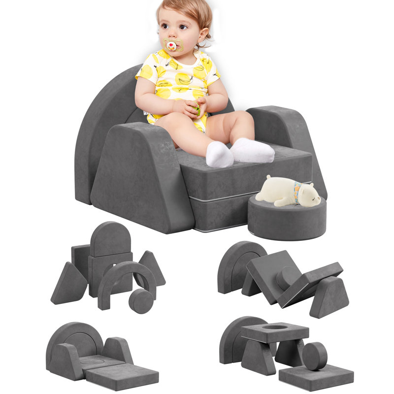 Children's Corner Sectional, Dark Grey