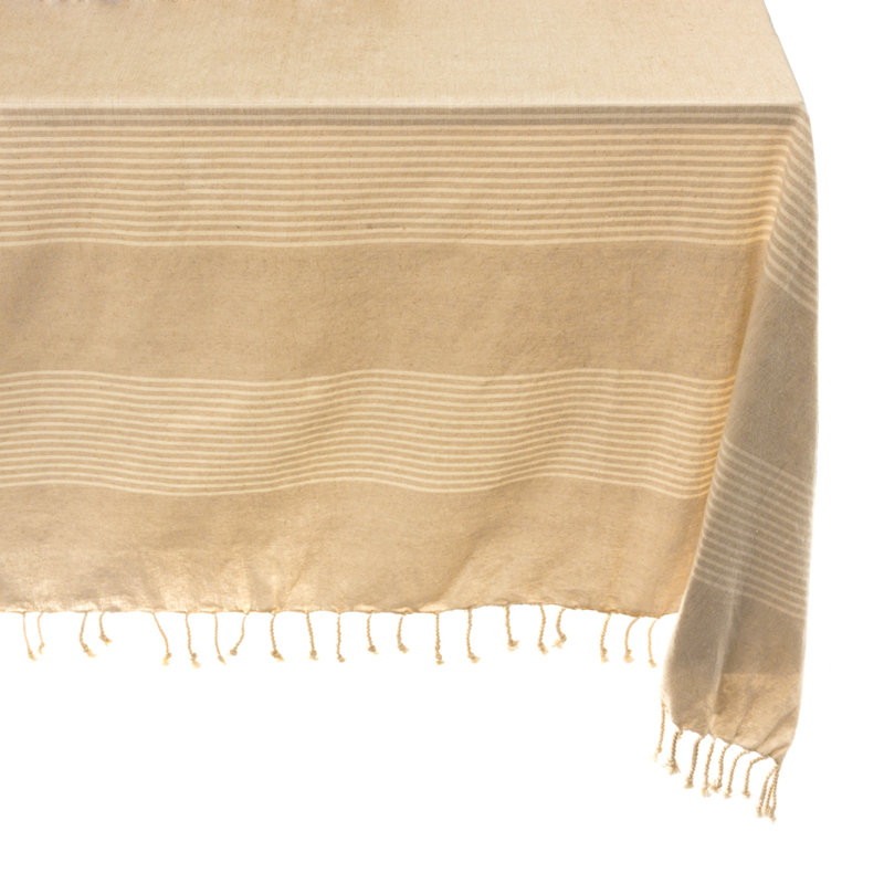 Kumes Handmade Striped Tablecloth, Taupe