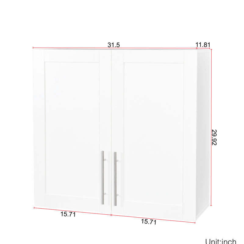 11.79"D X 31.45"W 30.76"H Stackable White Cabinet - Spacious And Versatile With Movable Shelves & Partition For Laundry Room Wall Mounted Storage, Extra Space