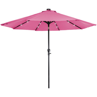108 " W Octagonal Lighted Adjustable Height Market Umbrella with Crank Lift