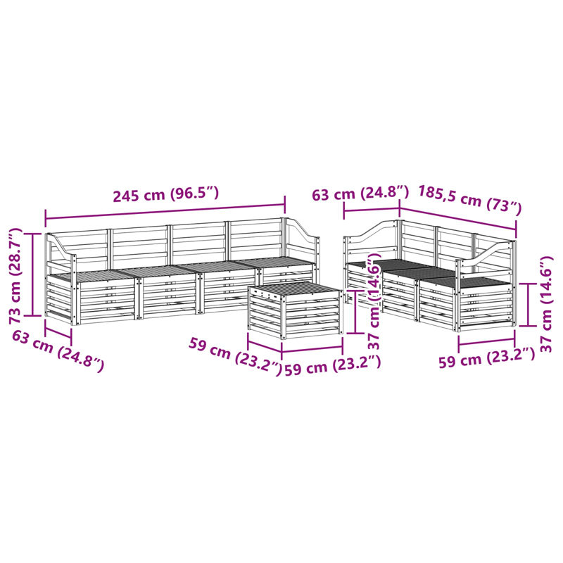 245cm Wide Patio Sectional Set
