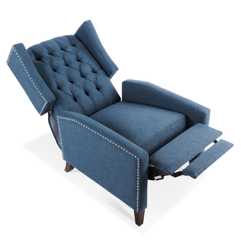 Fauteuil inclinable manuel de 27,16 po de large, Blue Polyester