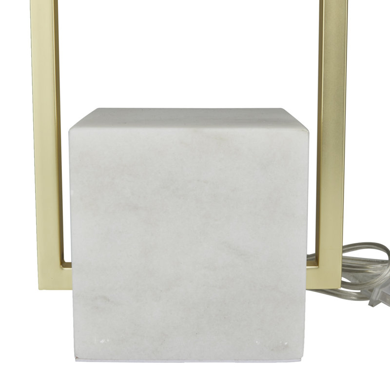 Evelunn Marble Geometric Table Lamp with Square Shade, Gold
