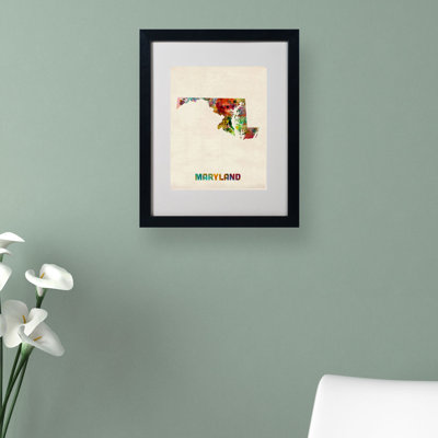 « maryland map » par michael thompsett, impression encadrée