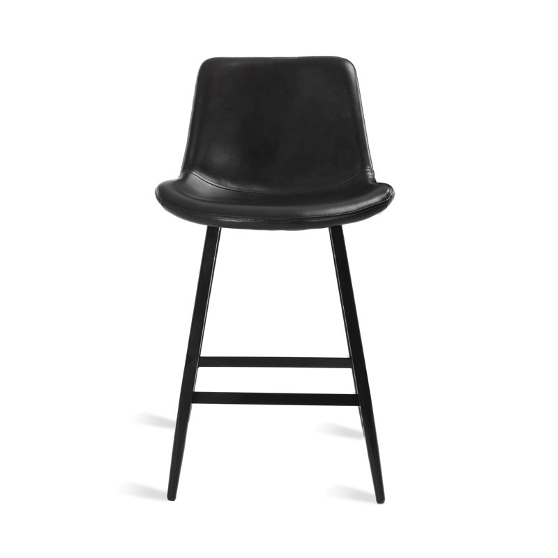 24" Upholstered  Counter Stool with Metal Frame And Footrest, Black, 2, Counter Stool (24” Seat Height)