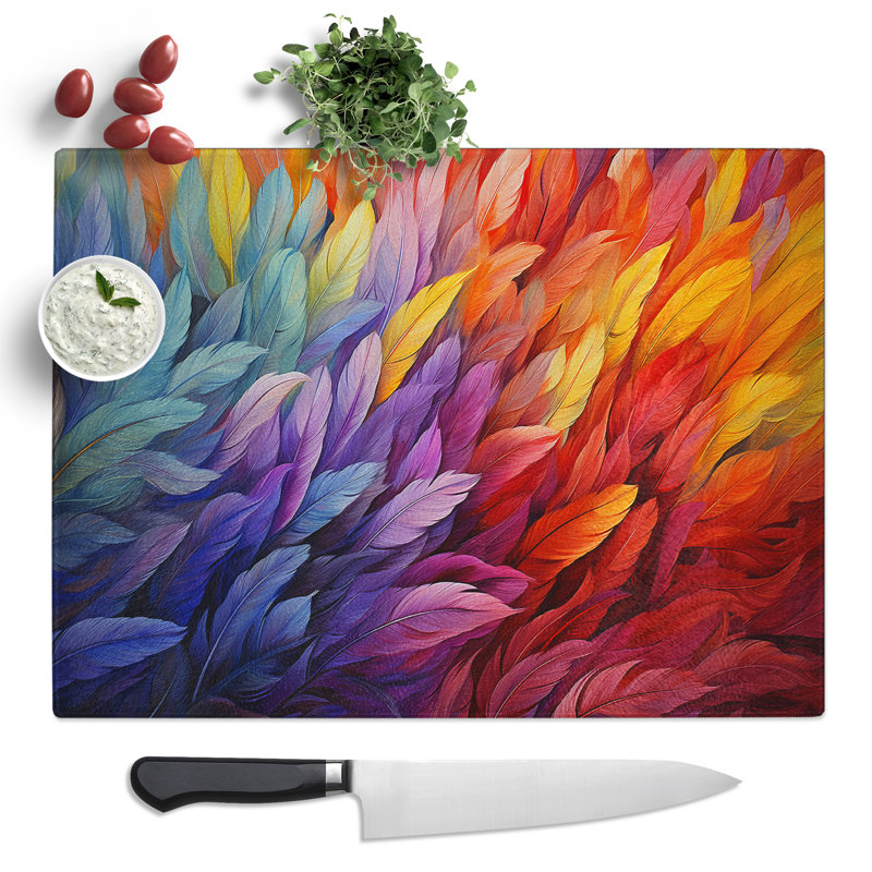 Feather Colour Field No.2  Glass Chopping Board
