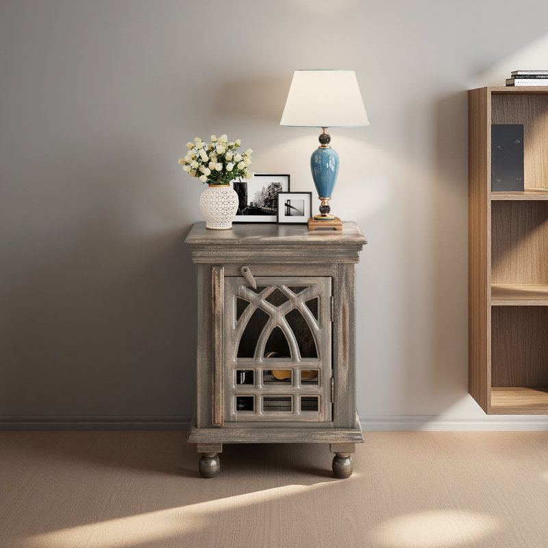 Table de chevet en bois gris antique