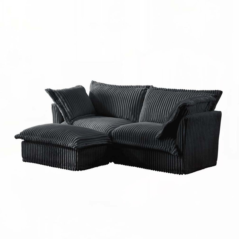 Australis Slipcovered Sectional 2 - Seater Sofa Couch, Orange Chenille, 34.6" H x 83.4" W x 33" D