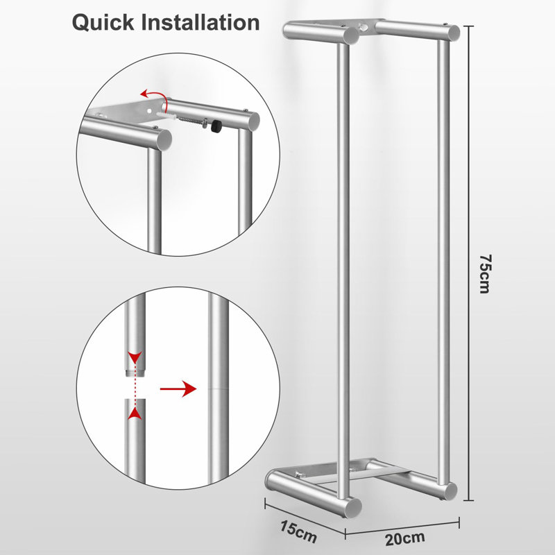 Tishkevich 2 Wall Mounted Required Towel Rack, Silver