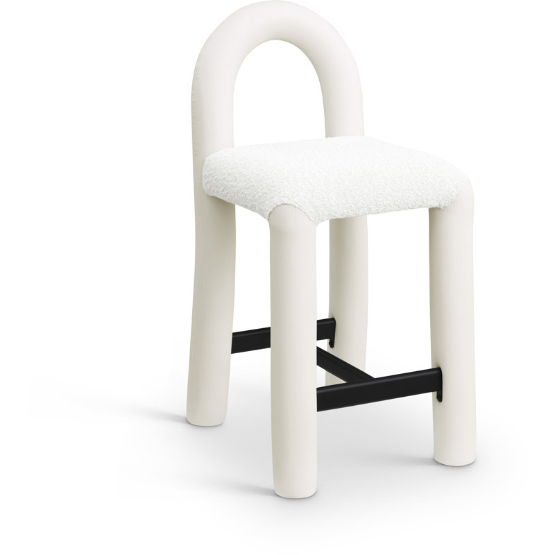 Amari Stool, Vegan Leather & Boucle Fabric, Cream