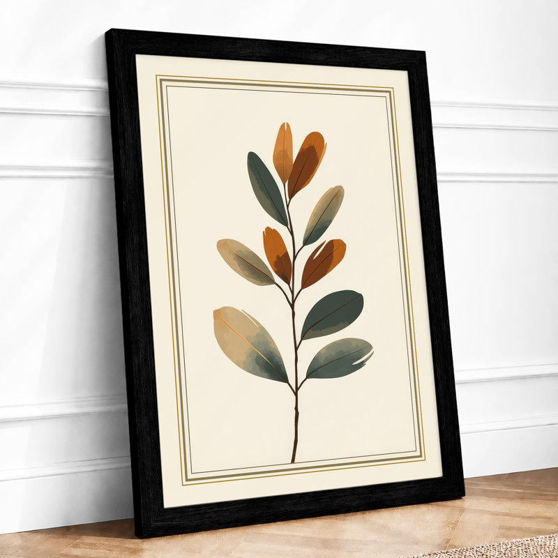 Single Stem in Ochre Botanical - Framed Print, A1 - 84.1 x 59.4 cm, Black