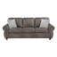 Canapé Pinto avec garniture cloutée et 2 coussins décoratifs, en microfibre grise-135371850-135371851