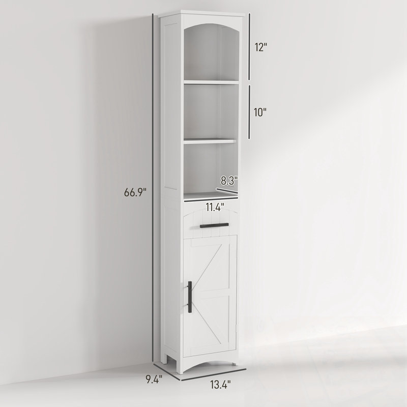 Dubuc Cabinet with Drawer and opens shelf, White