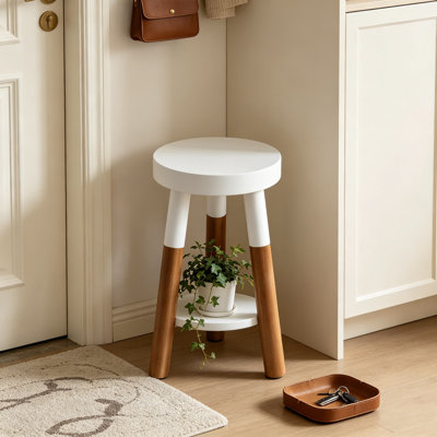 Ensemble de support à plante et tabouret d'appoint en bois Modern Modern