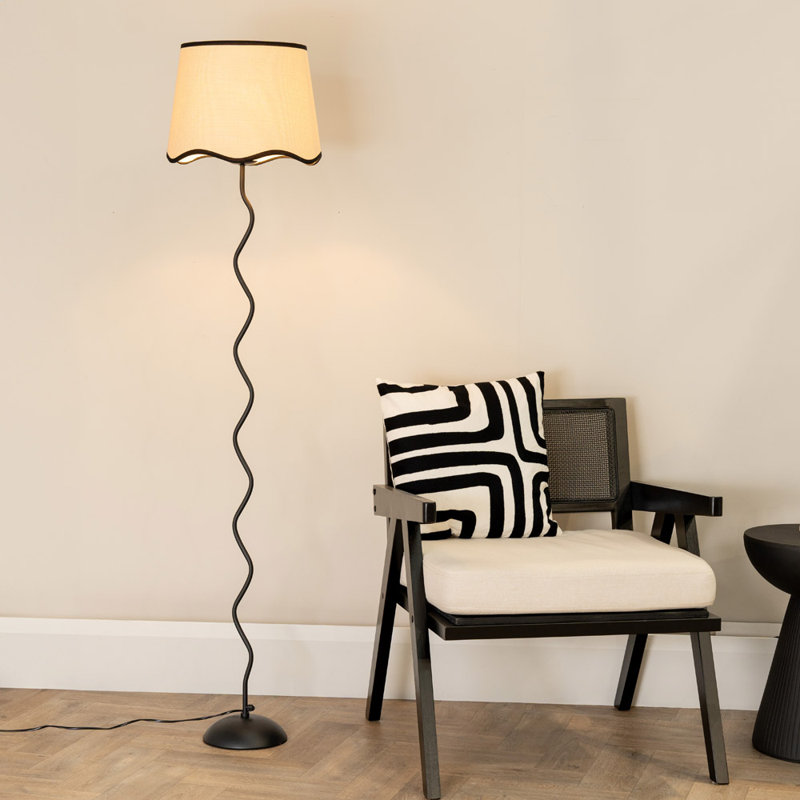 Roswitha 160cm Traditional Floor Lamp, Yes, Natural/Black