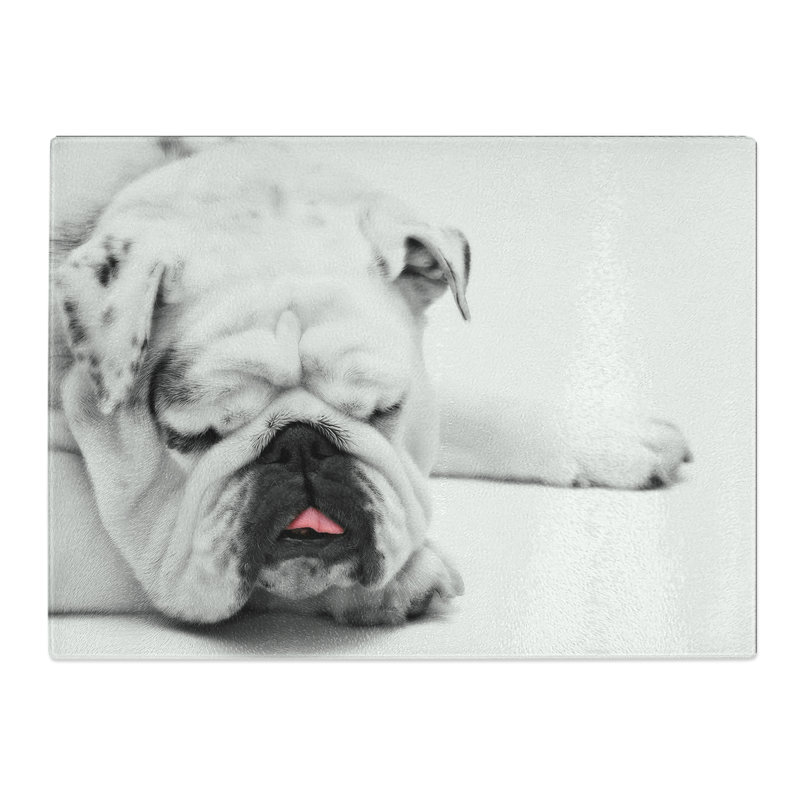 White British Bulldog Dog No.1  Glass Chopping Board