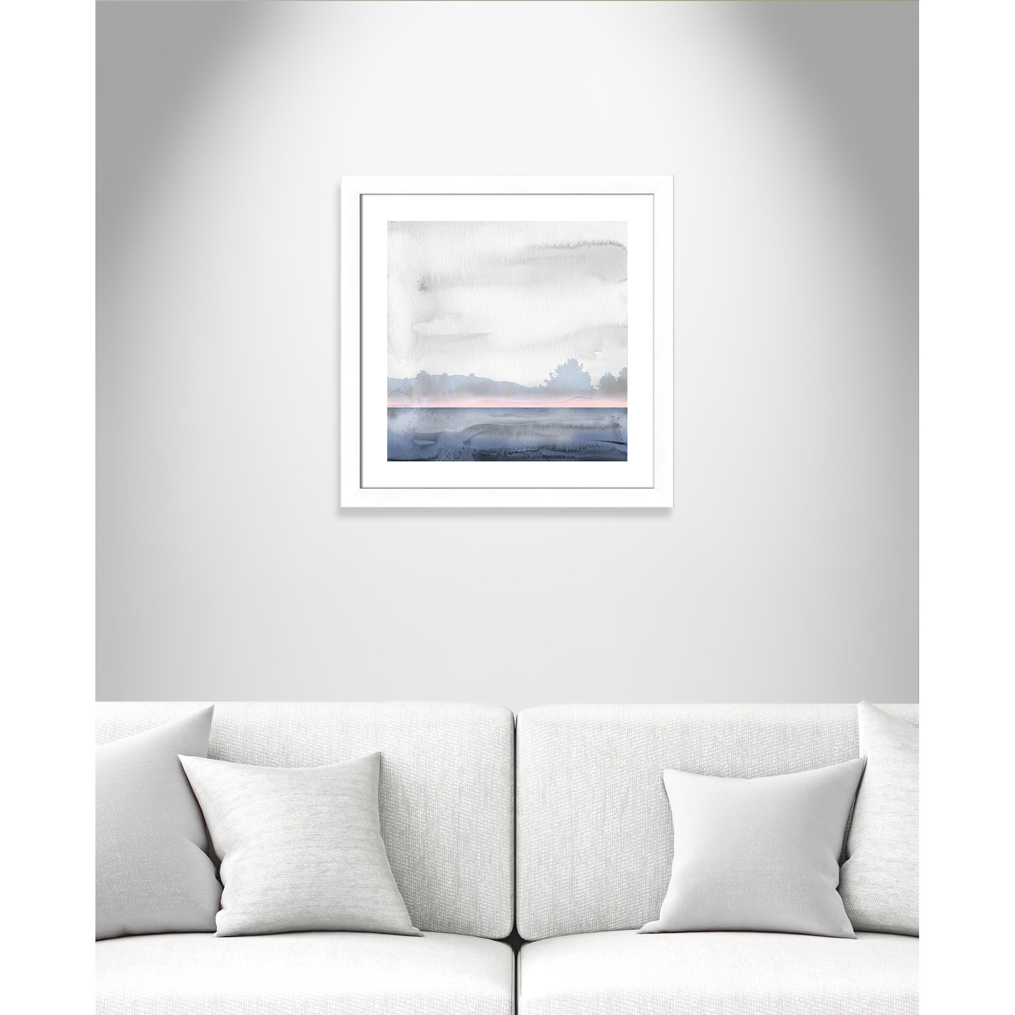 Rose Shores II - Painting, White Framed, 25" H x 25" W x 1.25" D