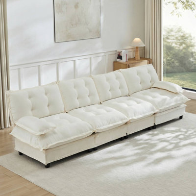 Canapé modulaire en chenille capitonné 138 po