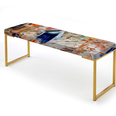 Findley - Abstract Modern Upholstered Gold Bench