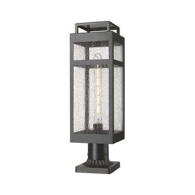 Ridgeway 7" 1-Light Matte Black Coastal Outdoor Lantern Post Light With Seeded Glass