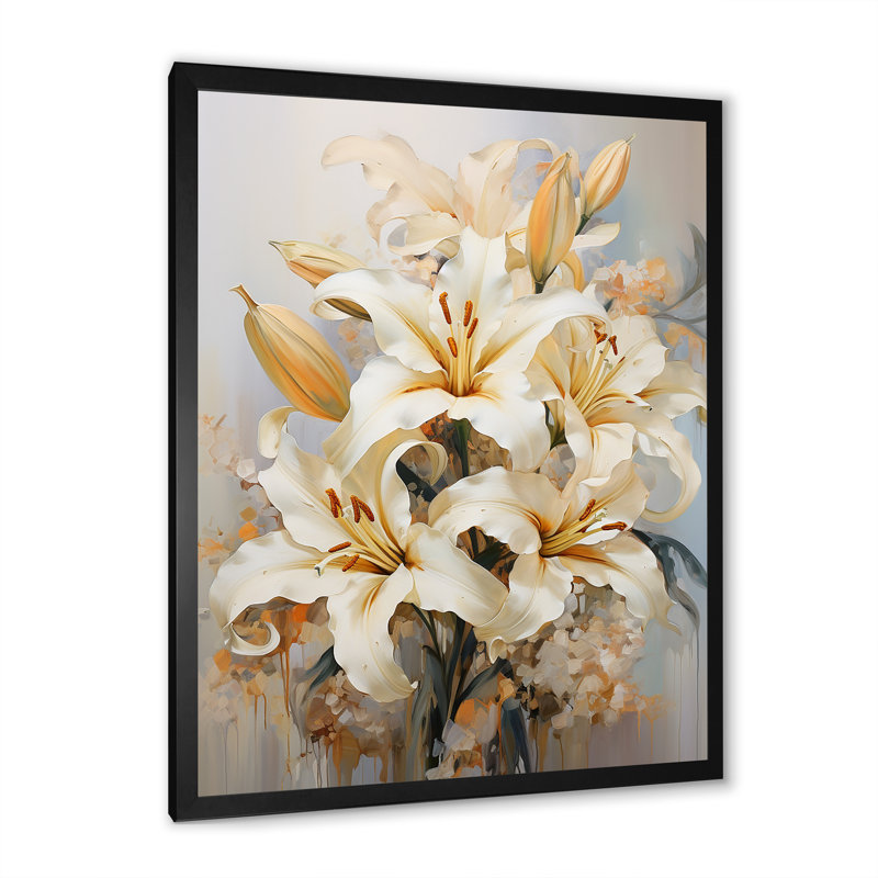 «Beige et or» Pure Lily Beauty Whispers I, reproduction sur toile, H 20 po x l 12 po x P 1 po, Cadre simple noir