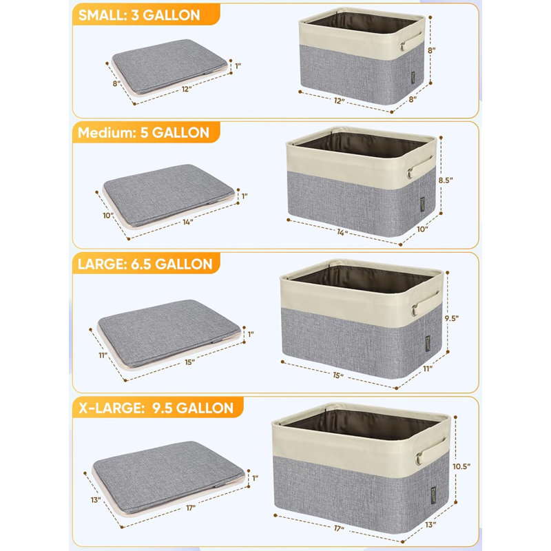 Paquet de 3 bacs de rangement en tissu pour tablettes, paniers de rangement en lin pour l'organisation, bacs de rangement décoratifs