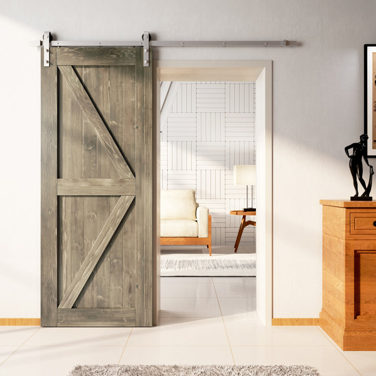 Manufactured Wood Paneled Barn Door with Installation Hardware Kit LDB_BUILDING Finish/Color: White, Size: 42 x 84