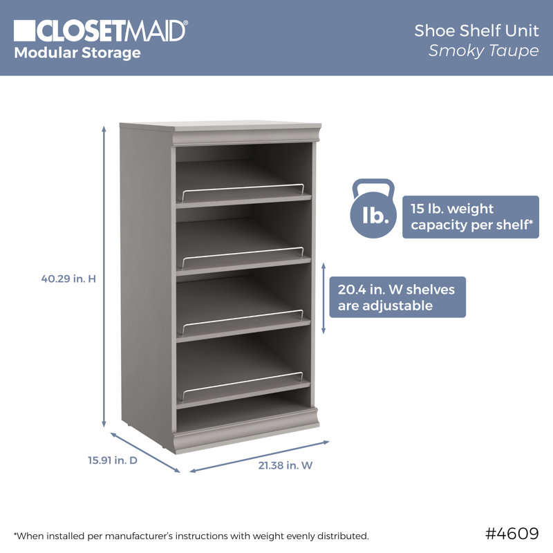 Smoky Taupe Stackable 8-Shelf Wood Shoe Tower