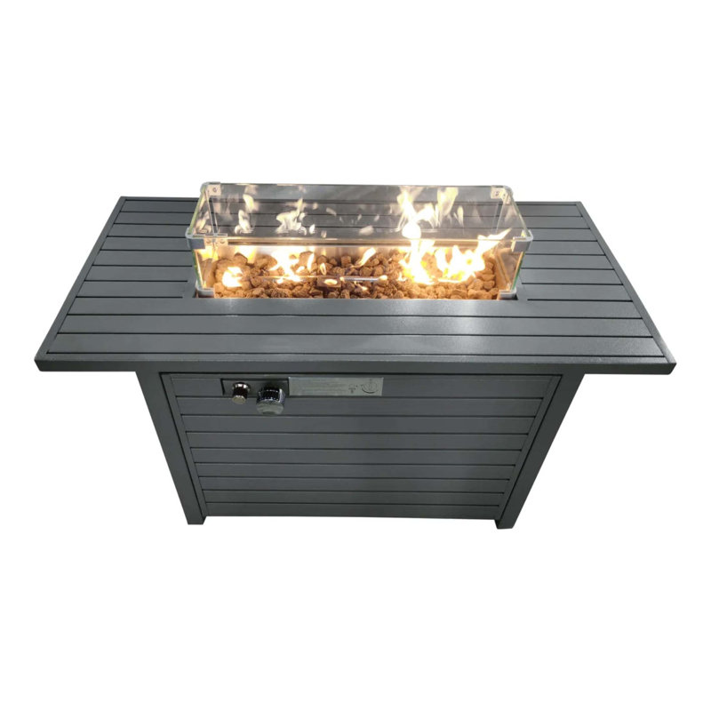 Table de foyer d'extérieur en acier au propane avec couvercle