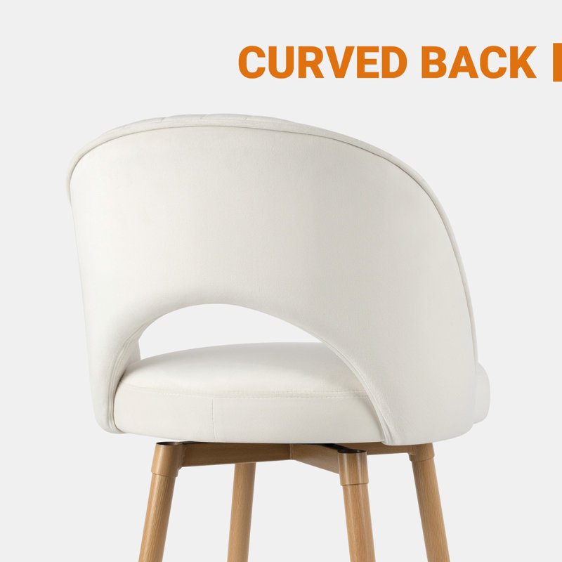 360° Swivel Upholstered Counter Stools With Backrest Bar Stools Set of 3, White, 3