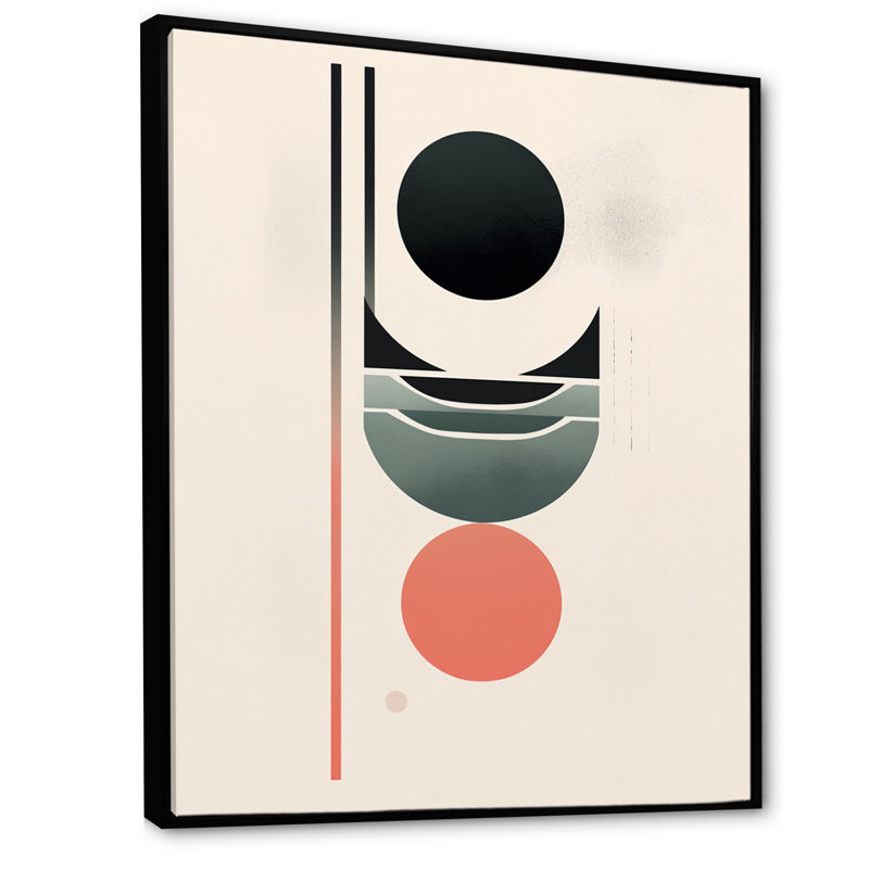 «Pure Lunar Imagination Geometric Minimalisme I», reproduction d'art sur toile transitionnelle, Cadre doré simple