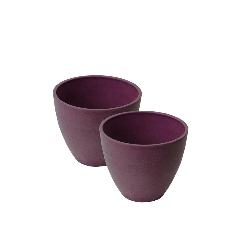 Kairon Round Curve Composite Pot Planter Set, Purple