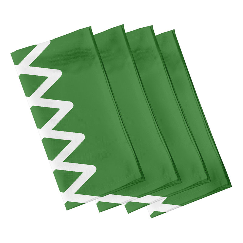 Lathaniel Polyester Geometric Square Napkin, Green