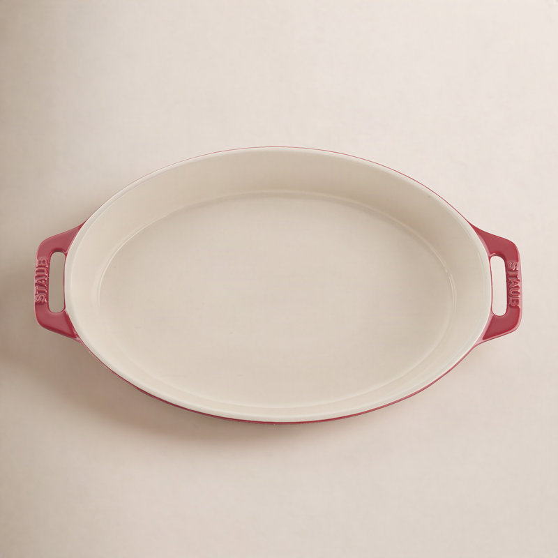 Staub Ceramic 2-piece Oval Baking Dish Set, Cherry