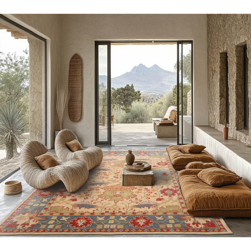Tapis multicolore en laine touffeté à la main, Rectangle 9 pi x 12 pi
